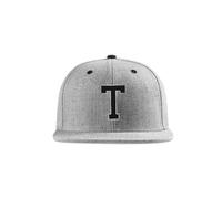 MSTRDS Letter Snapback Cap ABC Cap A-Z Letters 3D Stitch Alphabet Hat Grey