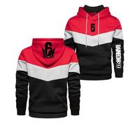 MSTRRG Men's Hoodies Comfort Activewear for Rainbow Six Siege Printing Jumpers Sweatshirt Contrast Color Coats Long Sleeve Tops Hoody Sport Outwear Hooded Jackets-Red||XL