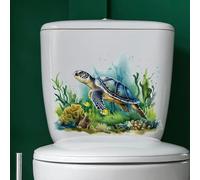 MSTZA 20 * 30CM 2Pcs Sea Turtles Toilet Seat Stickers Funny Self-Adhesive Toilet Lid Stickers Bathroom Wall Stickers Sea