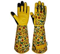 MSUPSAV Gardening Gloves for Women,Garden Gloves for Puncture Resistant,Thorn-Proof Rose Gardening Gloves(Small, Sunflower)