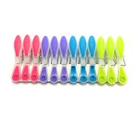 MSV 100399 Set of 12 Two-Material Clothes Pegs Red/Yellow/Green/Blue 8.5 x 1.6 x 0.1 cm