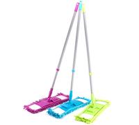 MSV 100451 Mop with Caterpillar-Style Cleaning Head - Painted Metal - Microfibre/Polypropylene - 68 x 120 x 0.1 cm - Cherry/Blue/Green