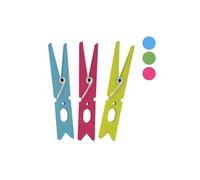 MSV 100508 Pack of 10 Plastic Clothes Pegs, Polypropylene, Blue 638C/Fuchsia 213C/Green 382C, 2.3 cm