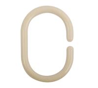 MSV 140851 Pack of 12 Plastic Shower Curtain Rings Polypropylene Beige 6 x 4 x 4 cm