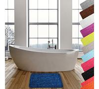 MSV 141057 "Pebble" Bath Mat with Foam Fibres, Dark Blue