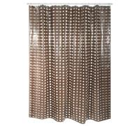 MSV 180 x 200 cm White with Dots PVC Shower Curtain, Brown