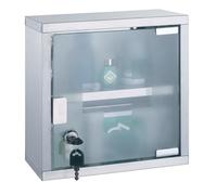 MSV 25 x 25 cm Tempered Glass Plus Steel Bathroom Medicine Cupboard, Silver