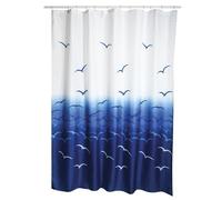 MSV Anti-mould Shower curtain 141675 Anti-bacterial, washable, waterproof, with 12 hooks - Polyester, “Seagull” 180x200cm