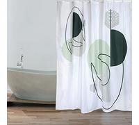 MSV Anti-Mould Shower Curtain Anti-Bacterial Washable Waterproof with 12 Shower Curtain Rings Polyester Minimalist 180 x 200 cm Black White