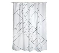 MSV Anti-Mould Shower Curtain - Anti-Bacterial, Washable, Waterproof, with 12 Shower Curtain Rings - Polyester, Monolithic 180 x 200 cm Black White