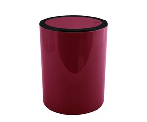MSV - AS Kamaka 6L Berry Bin - Burgundy with Black Edge - 24.2 x 19 x 19 cm - Compact Design for Kitchen and Bathroom - Practical Lid - Indoor Use