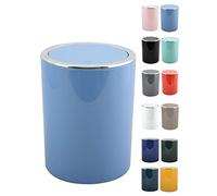 MSV Bathroom Aspen Series Design Bin Bathroom Pedal Bin Push Bin with Swing Lid 6 litres (Diameter x H): Approx. 18.5 x 26 cm Blue