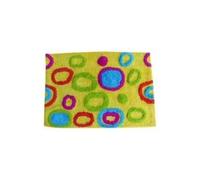 MSV Bath mat Round Patterns of Cotton 60x40cm, Yellow/Multi-Colour, 60 x 40 cm