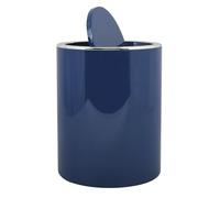 MSV Bathroom Series "Aspen" Design Cosmetic Bin with Swing Lid 6 litres Diameter x Height Approx. 18.5 x 26 cm Pastel Dark Blue