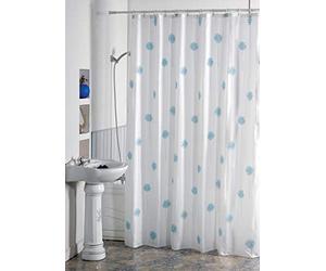 MSV "Blue Flowers Polyester Shower Curtain, Blue/White, 180 x 200 cm