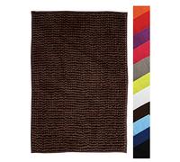 MSV Chenille Deep Pile Bath Mat 40 x 60 cm - Brown