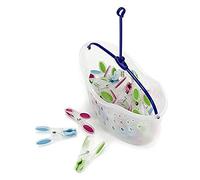 MSV Clothes Pegs basket set 24 pcs. with Soft Grip perfect to hang on the clothes rack or the clothesline