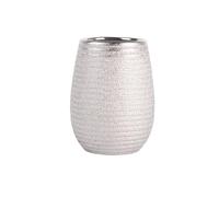 MSV Decorative Tumbler for Bathroom, Silver, 10 x 8.5 x 8.5 cm