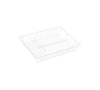 MSV Dish Drainer Basket - Wire Draining Rack - Plastic Cover White - Dish Rack 43 x 34 x 7.5 cm - Dish Drainer for Plates and Cutlery - Kitchen Aid