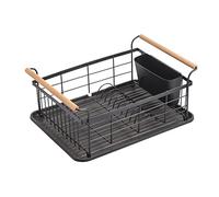 MSV Dish Drainer Industrial Design Wood & Steel Elie Matt Black, One Size