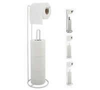 MSV Elegant Standing Toilet Roll Holder - W x H x D: 15 x 54 x 15 cm, White Matt