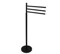 MSV Ella Towel Stand with 3 Moveable Towel Rails for Bath Towels and Other Textiles Towel Rail in Stainless Steel with Swivelling Rods Also as Small Clothes Rack, Matte Black