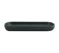 MSV Maonie Ceramic Storage Tray for Fruit, Tea, Cosmetics, Jewellery, Oval for Washbasin, Bathroom, Cabinets - Matt Dark Green