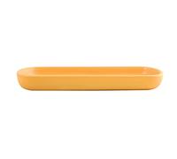 MSV Maonie Ceramic Storage Tray for Fruit, Tea, Cosmetics, Jewellery, Oval for Washbasin, Bathroom, Cabinets - Matte Saffron Yellow