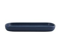 MSV Storage Tray Ceramic Organiser Maonie Plate for Fruit, Tea, Cosmetics, Jewellery, Oval for Washbasin, Bathroom, Cabinets-Matte Dark Blue, Unique