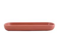 MSV Storage Tray Ceramic Organiser Maonie Plate for Fruit, Tea, Cosmetics, Jewellery, Oval for Washbasin, Bathroom, Cabinets-Matt Terracotta Red, Unique