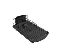 MSV Matt Black Dish Drainer Rack - Dish Drainer - Drying Rack - Countertop Mount - Steel, Plastic - Ideal for Dish Storage, Drying and Sorting Cutlery