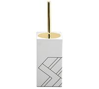 MSV Monolithic Brush Toilet Set Ceramic White Gold, Black, 9x39cm