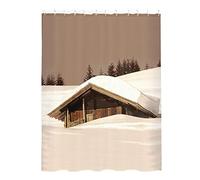 MSV "Mountain Hut Shower Curtain, Brown/Sepia