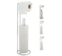 MSV MSV "Amy" Toilet Roll Holder with Stand and Replacement Paper Holder Length x Depth 15 x 54 cm Glossy Silver