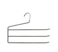 MSV Pack of 12 Non-Slip Plastic Steel Hangers for Trousers, 3 Bars