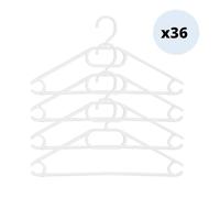 MSV - Pack of 36 Plastic Hangers - Strong and Load Capacity, Curved Sides, No Deformation - For All Types of Clothes - White