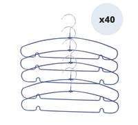 MSV - Pack of 40 Plastic Steel Hangers - Strong and Non-Slip Design - Curved Sides - No Deformation - All Types of Clothes - 40 cm - Purple