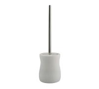 MSV TOILET BRUSH AND HOLDER CERAMIC GREY BROWN PALMA, White