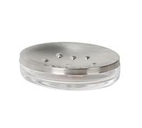 MSV "Papeete Stainless Steel/Plastic Soap Tray, Silver/Transparent