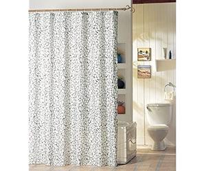 MSV "Pebbles Polyester Shower Curtain, White/Grey, 180 x 200 cm