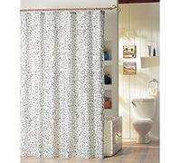 MSV Polyester Shower Curtain 180 X 200 CM-Pebble, White/Grey, 200x18x1 cm