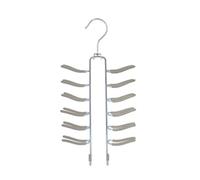 MSV - Set of 12 Plastic Coated Steel Hangers for Belts, Ties and Accessories - Non-Slip, Sturdy and Practical Storage Solution - 31 x 15 cm - Taupe