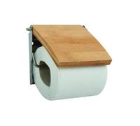 MSV Stainless Steel/Bamboo Toilet Paper Holder, Silver