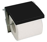 MSV Stainless Steel/MDF Toilet Paper Holder, Black Mat