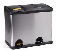 MSV Pedal bin of Stainless Steel for Waste Separation 18+8l, Stainless-Steel, Silver/Grey, 30 x 20 x 15 cm