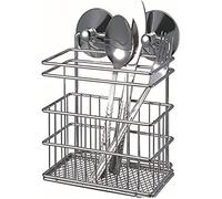 MSV Steel/PVC/Plastic Cutlery Holder with Suction Cups, Silver