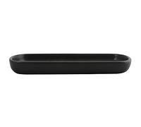 MSV Storage Tray Ceramic Organiser Maonie Plate for Fruit, Tea, Cosmetics, Jewellery, Oval for Washbasin, Bathroom, Cabinets-Matte Black, Unique