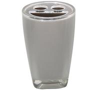 MSV Tahiti Toothbrush Holder, Fabric, Grey/Brown, 7.5 x 7.5 x 11.5 cm