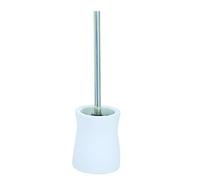 MSV TOILET BRUSH AND HOLDER CERAMIC GREY BROWN PALMA, White