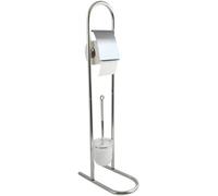 MSV Toilet Brush Set With Stand, Silver
